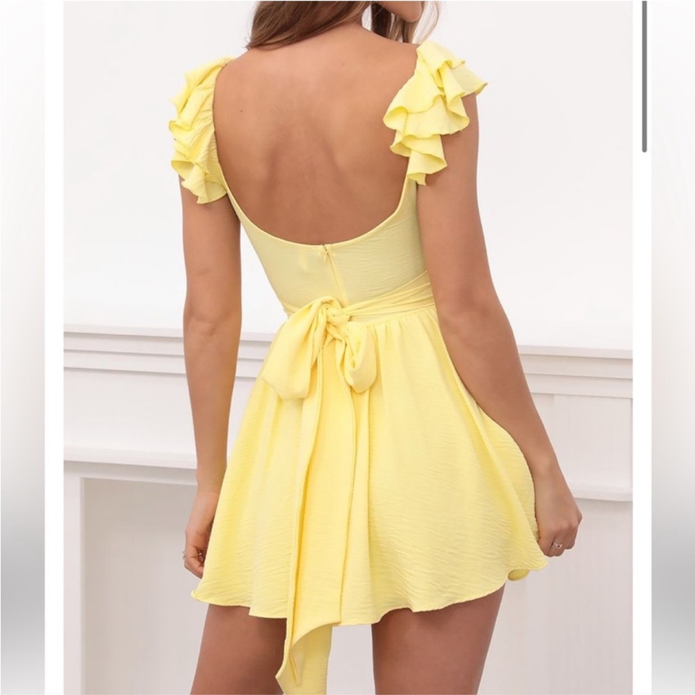 Yellow Ruffle Sleeve Dress - Picture 7 of 9